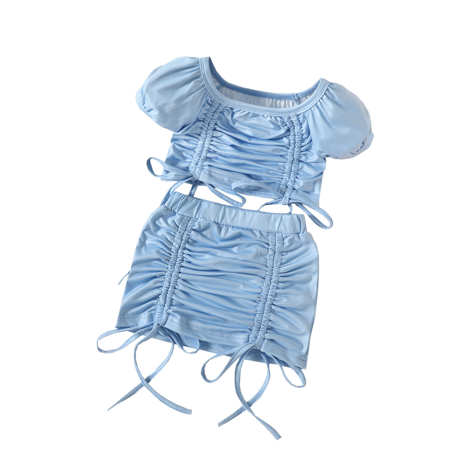 Clothing Sets 2023 Summer Style Toddler Girls 2pcs Drawstring Tops Skirts Suits y2k Boutique Kids Streetwear Children 230724