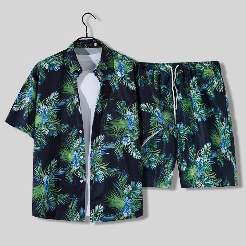 Men's Tracksuits Beach Clothes For Men 2 Piece Set Quick Dry Hawaiian Shirt and Shorts Fashion Clothing Printing Casual Outfits Summern 230724