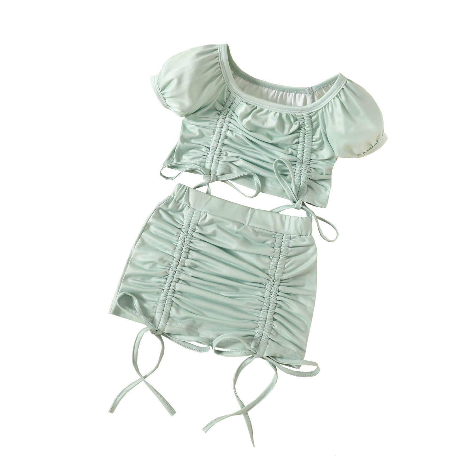 Clothing Sets 2023 Summer Style Toddler Girls 2pcs Drawstring Tops Skirts Suits y2k Boutique Kids Streetwear Children 230724