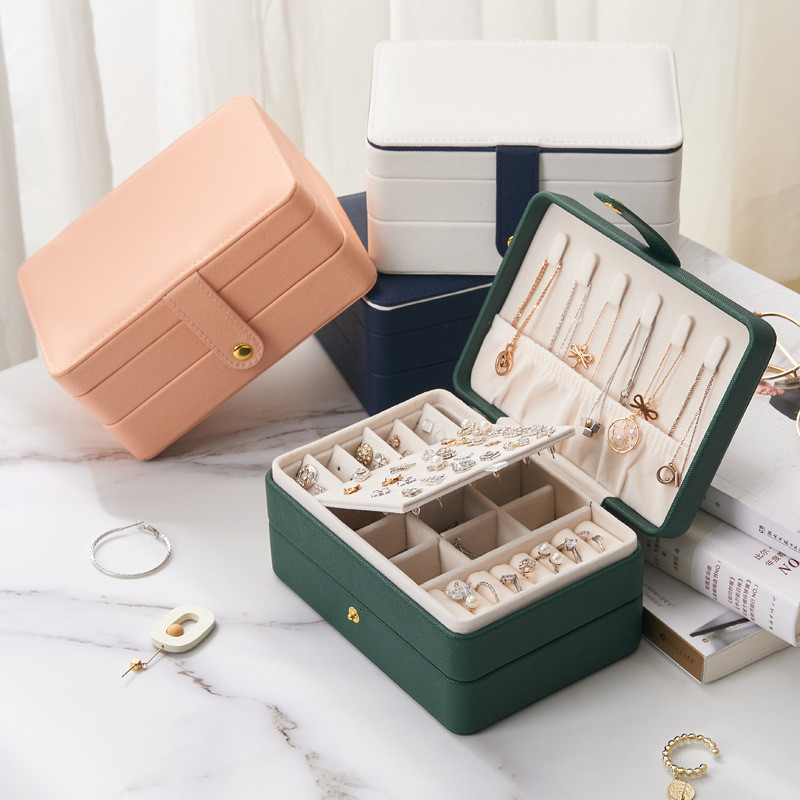 Large capacity jewelry storage box waterproof PU leather jewelry packaging travel rings necklace studs earrings organizer supplies 230725