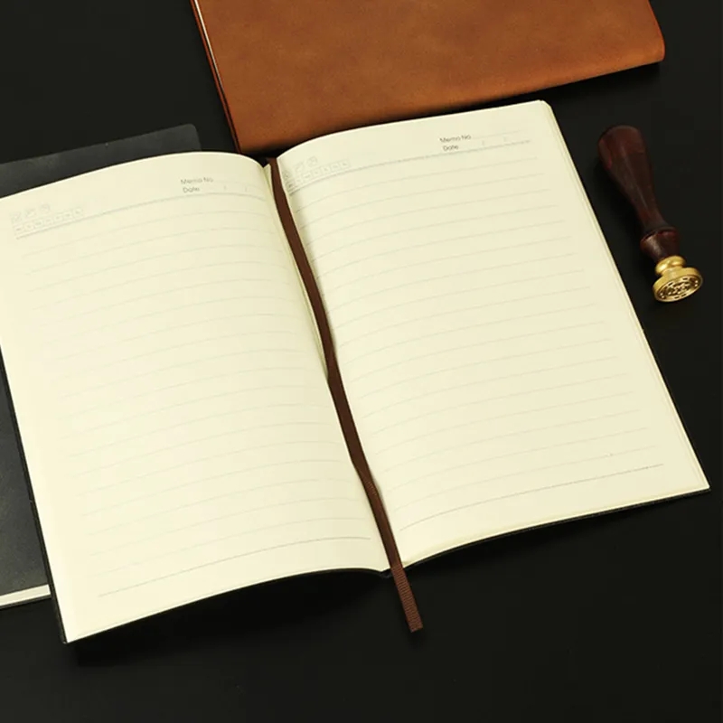 wholesale A5 Colorful Notebooks Thickened Business Notepads Customized Hand Ledger Student Stationery Writing NoteBook PU Leather Page Dividers Printe