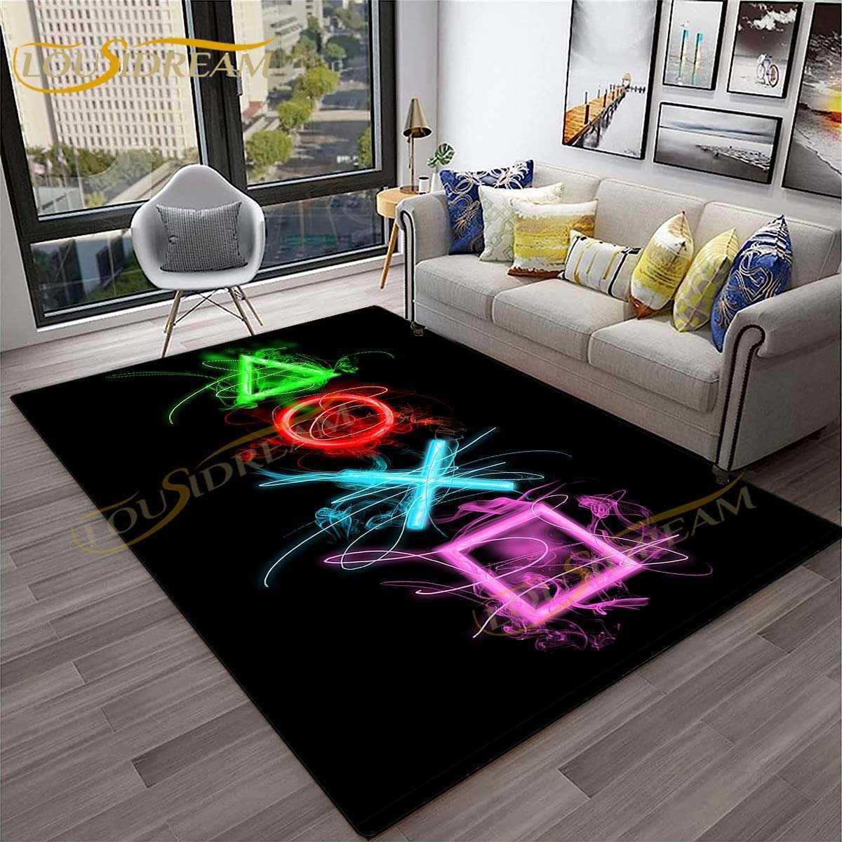 Carpets 3D Gamer Rug Game Controller Modern Area Rug Boys Gaming Rugs for Livingroom Bedroom Children Carpets Colorful Mat Decor R230725