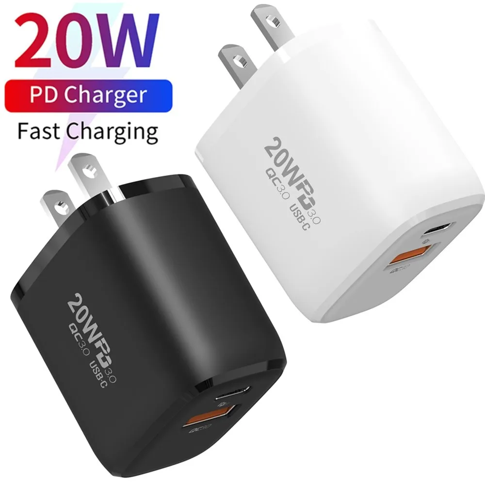 EU US UK plug Cell Phone Chargers 20W PD Type c QC3.0 Wall Charger Power Adapters For iphone Samsung Huawei Android Multiple phone models PC Mp3