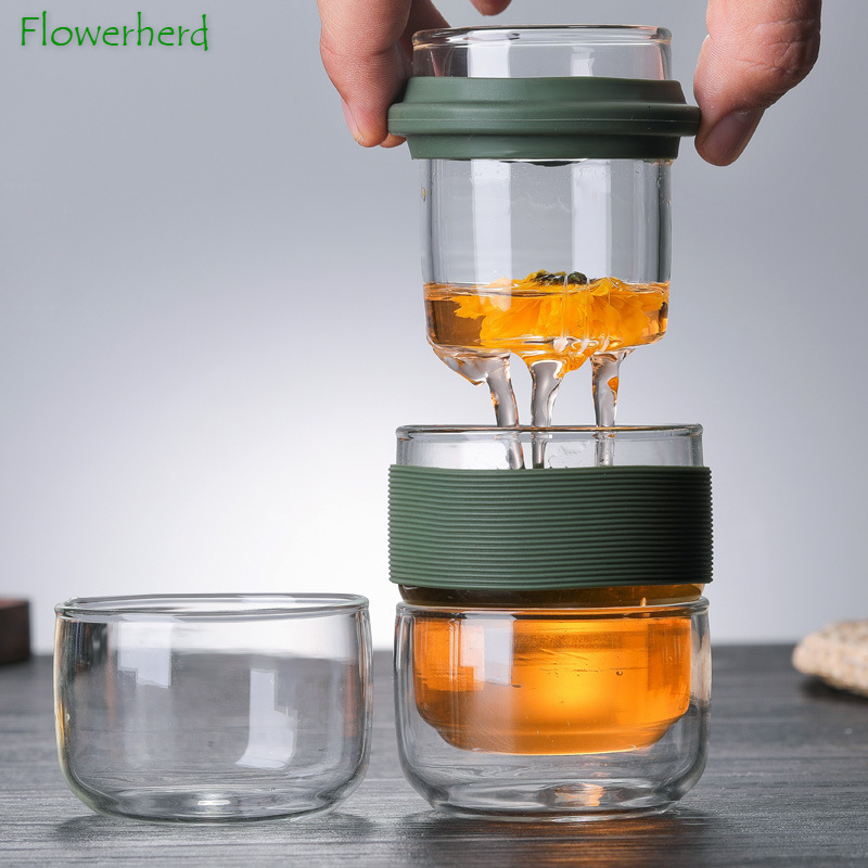 Tea Cups High Borosilicate Glass Travel Kung Fu Set Teaware Quick off Portable One Teapot and Pot Cup 230724