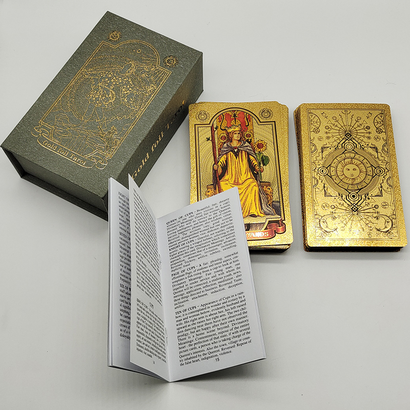 Outdoor Games Activities Plastic Rider Stamping Gold Foil Tarot Exquisite Board Game Divination Cards For Collection 230725