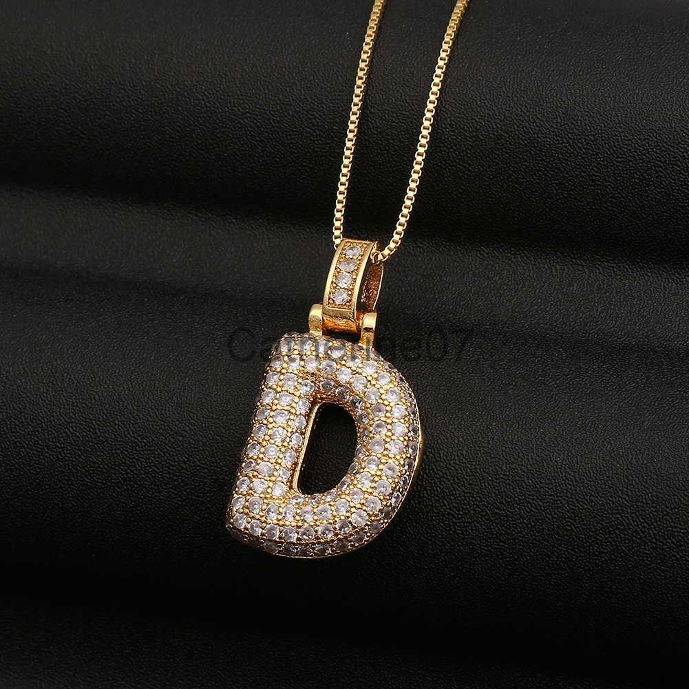 Pendant Necklaces BALLOON LETTER INITIAL PENDANT- Alix Earle Necklace Gold Plated Cubic Zirconia Bubble Letter Necklace Bridesmaid Gifts Initial J2307