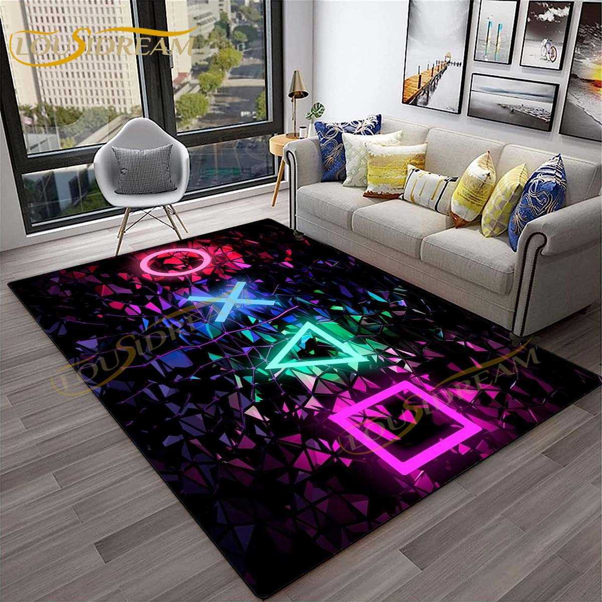 Carpets 3D Gamer Rug Game Controller Modern Area Rug Boys Gaming Rugs for Livingroom Bedroom Children Carpets Colorful Mat Decor R230725