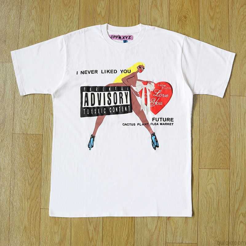 Designer Fashion Clothing Hip hop Tees TShirts Kanyes Philippine Cpfm Xyz Futue Tee Graffiti Style Men's and Women's Cotton Short Sleeve T-shirt, White