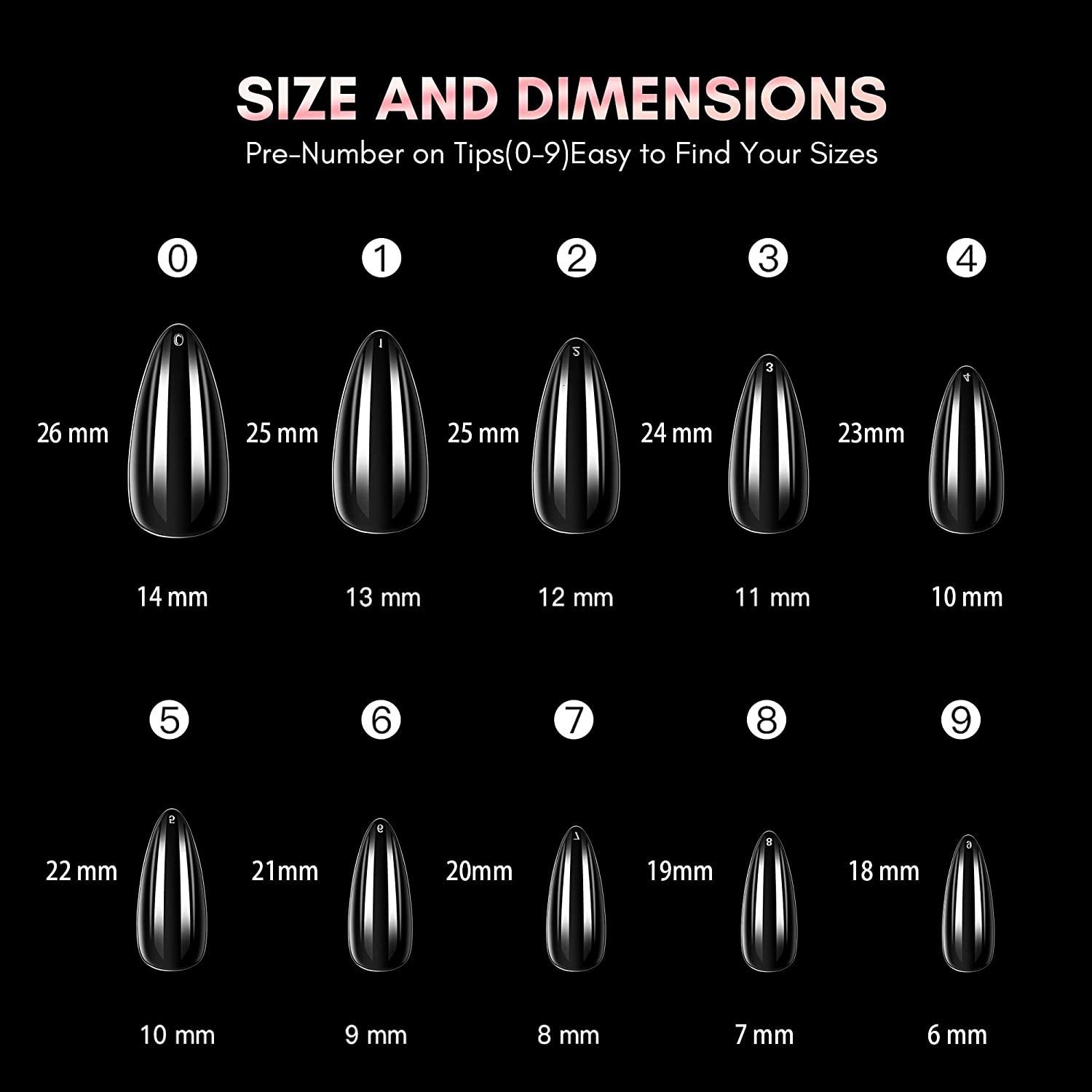 False Nails Makartt almond false nail transparent nail tip thin high-heeled shoes full cover acrylic capsule false nail extension gel tip pressing nai