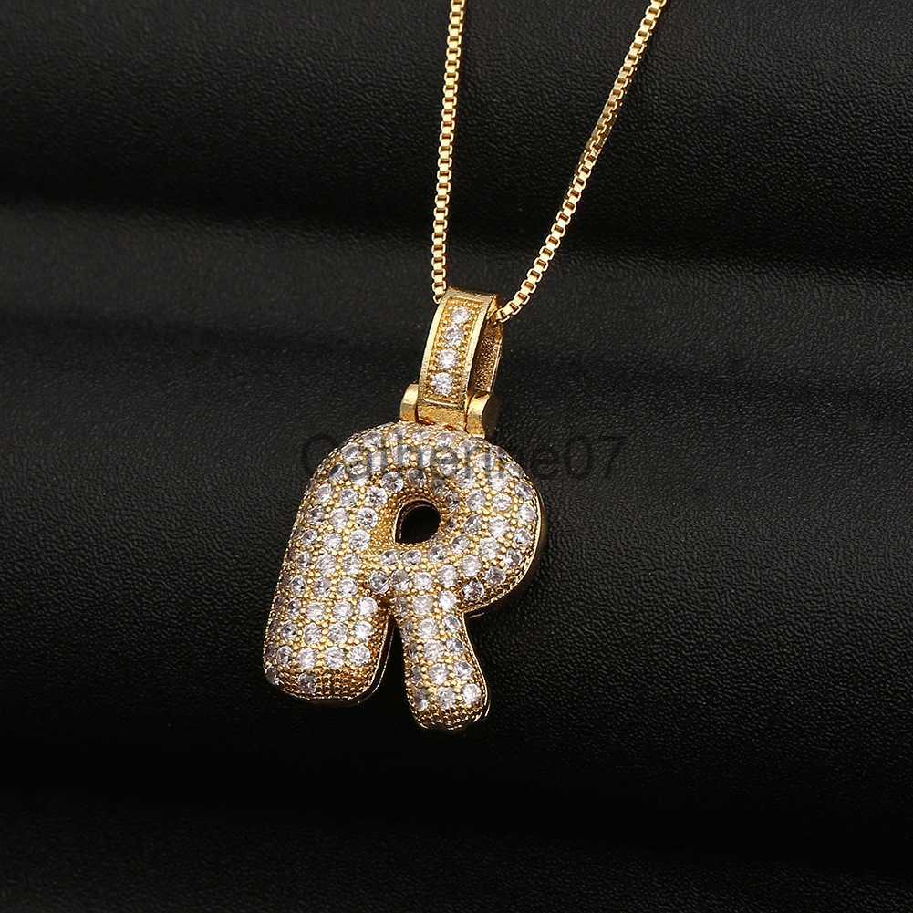 Pendant Necklaces BALLOON LETTER INITIAL PENDANT- Alix Earle Necklace Gold Plated Cubic Zirconia Bubble Letter Necklace Bridesmaid Gifts Initial J2307