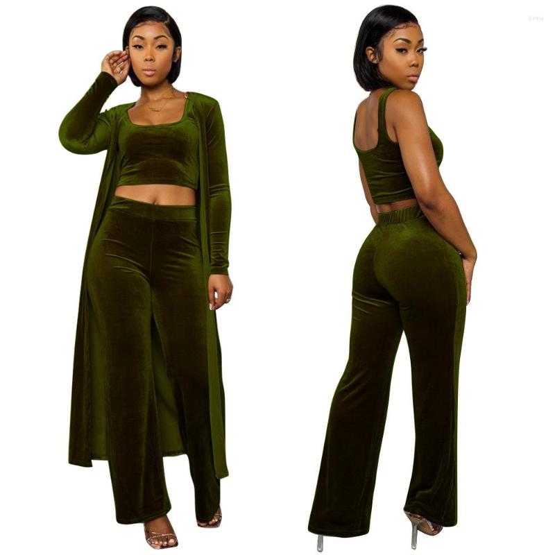 Womens Two Piece Pants All Black O Neck Long Sleeve Bro And Cardigan 3 Pieces Sexy Tight Club Party Lady Fashion Tracksuits