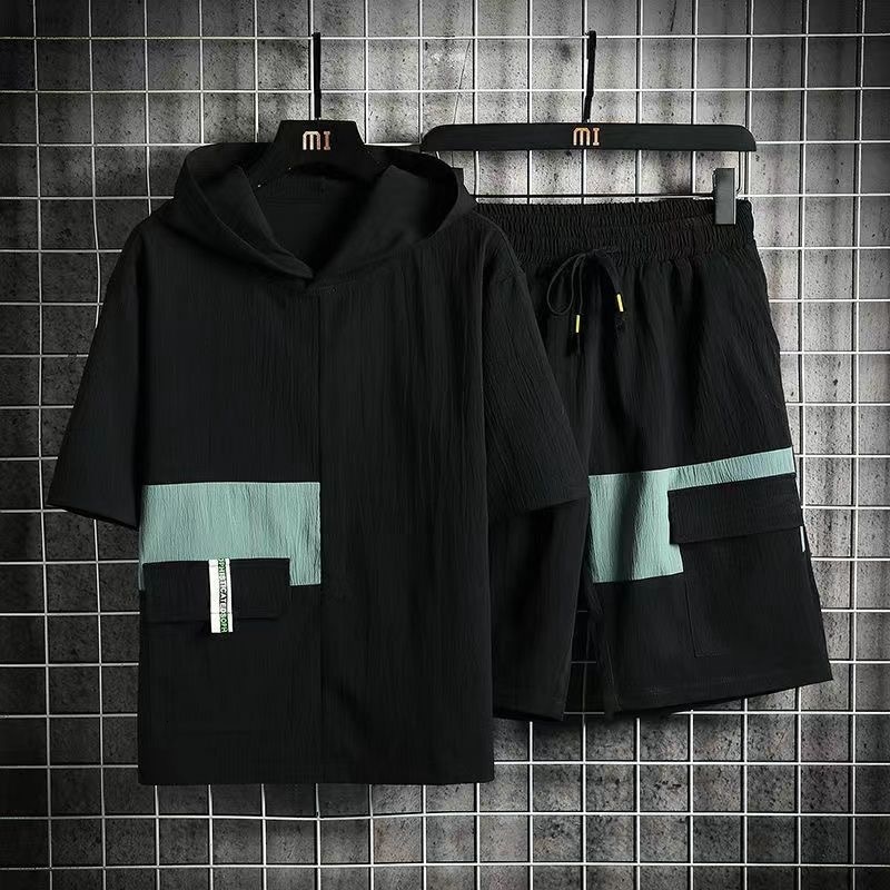 Men's Tracksuits Summer Men's Classic Fashion Ice Silk Sports Suit Men's Casual Loose Large Size Comfortable High-Quality Two-Piece Set