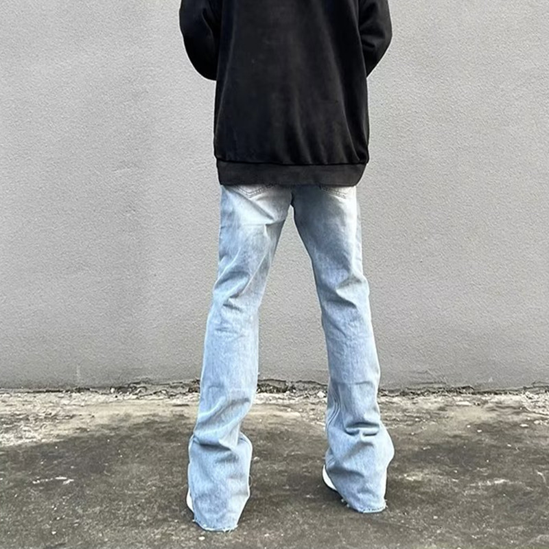 Mens Jeans Y2K Fashion Zipper Retro Washed Baggy Flare Jeans Pants Men Streetwear Hip Hop Wide Leg Straight Denim Trousers Ropa Hombre 230724