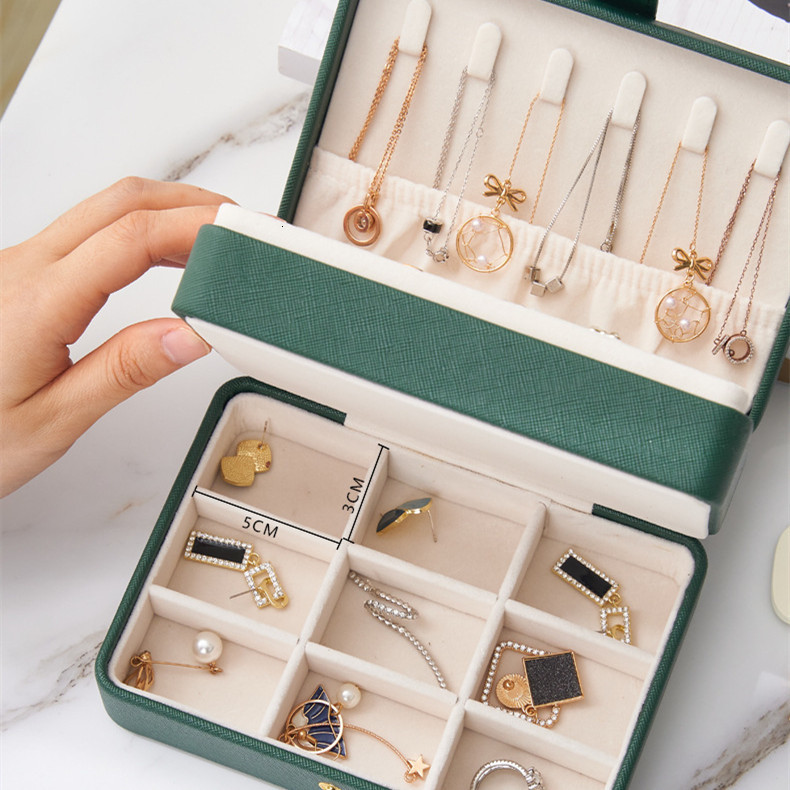 Large capacity jewelry storage box waterproof PU leather jewelry packaging travel rings necklace studs earrings organizer supplies 230725