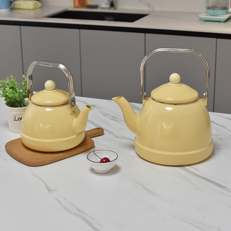 Tea Cups Small Fresh Milk Yellow Solid Color Series Teapot Enamel Kettle Storage Bucket Summer Set 230724