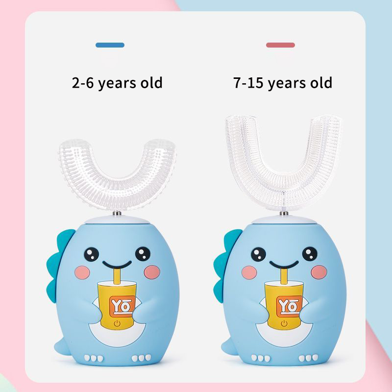 360 degrees u shape sonic electric toothbrush rechargeable cartoon ipx7 waterproof sealing design for kids children teeth whitening with light smart t