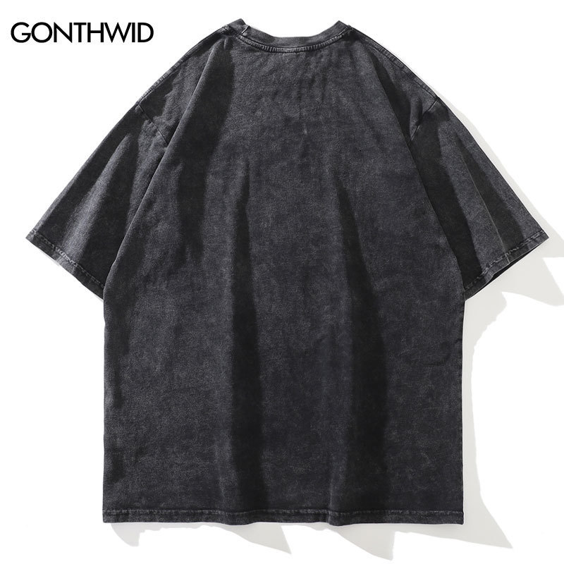 Men's T-Shirts Distressed Oversized T-Shirt Streetwear Hip Hop Vintage Robot Graphic Print Tshirt Men Harajuku Casual Short Sleeve Tee Shirts 230 - view 3