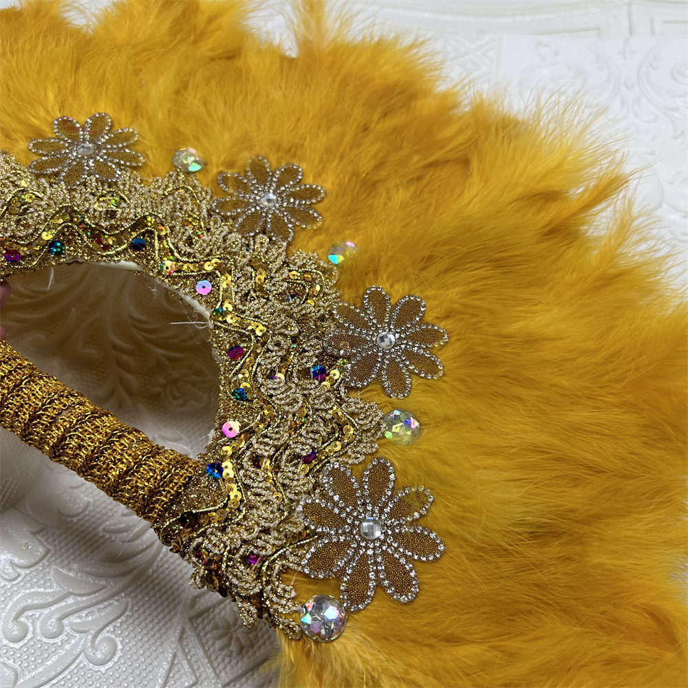 Other Hand Tools 1pcs African Turkey Feather Hand Fan Handmade Fans for Wedding Party Decoration Hand Fan with Stones Hand Held Feather Fan 230724