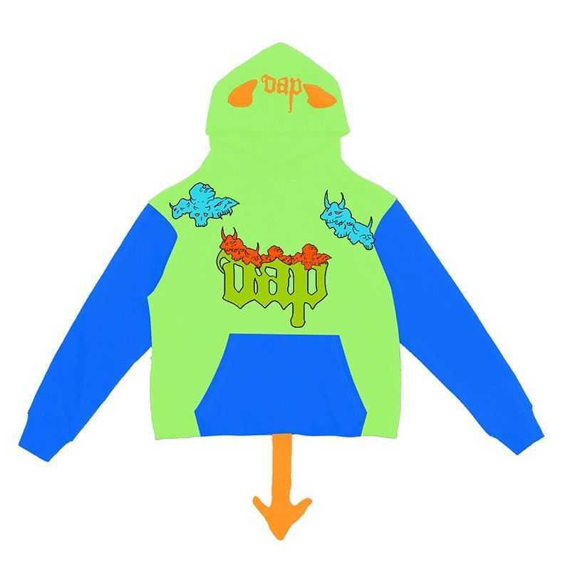 Designer Fashion Clothing Mens Sweatshirts Hoodies Trippie Redd Demons at Play Black Hoodie with Patchwork Oxtail w250425