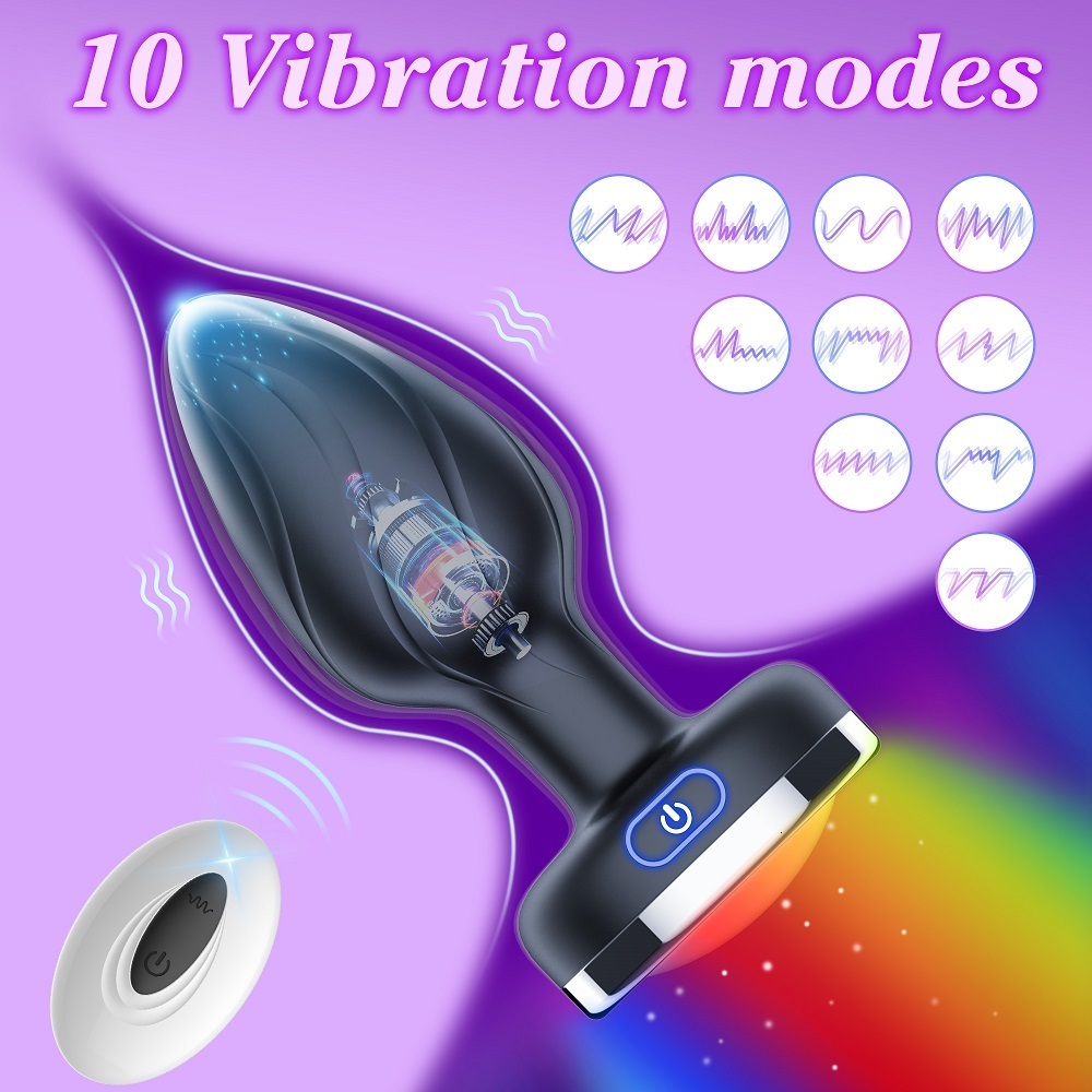 Adult Toys 10 Mode Hip Plug Color Led Lamp Anal Plug Vibrator Prostate massage Sex Toy 230724