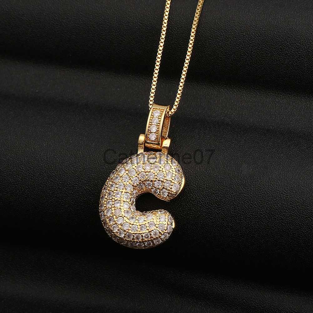 Pendant Necklaces BALLOON LETTER INITIAL PENDANT- Alix Earle Necklace Gold Plated Cubic Zirconia Bubble Letter Necklace Bridesmaid Gifts Initial J2307