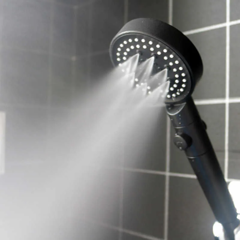 New Shower Head Water Saving Black 5 Mode Adjustable High Pressure Shower One-key Stop Water Massage Eco Shower Bathroom Accessories