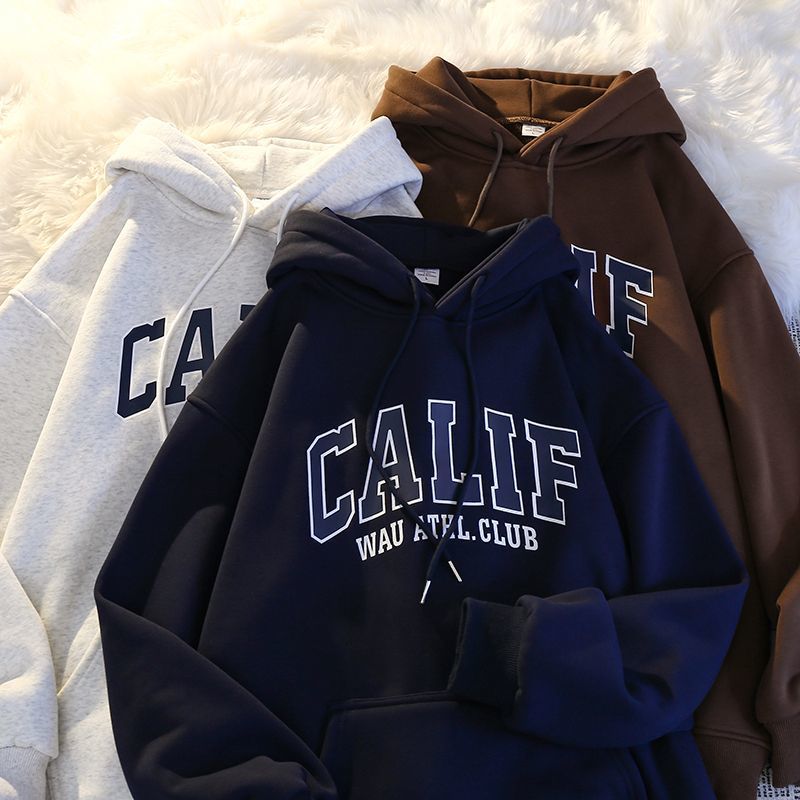 Womens Hoodies Sweatshirts ALANOS Woman Winter Sweatshirt Letter Print Hooded Pullovers Korean Fashion Loose Casual Fleece Pullover Women Clothing 230