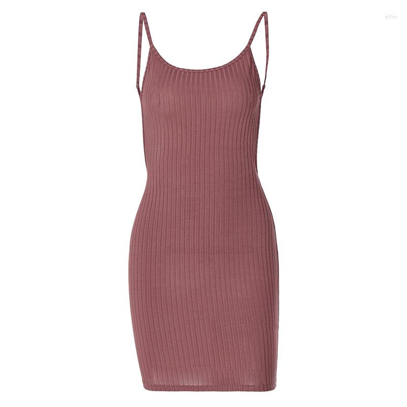 Casual Dresses Summer Bodycon Party Women Clothes Sexy Mini Dress Solid Color Halter Straps Club Backless Sleeveless