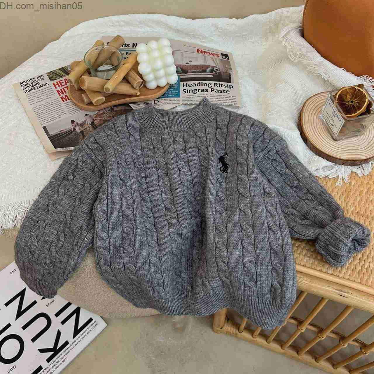 Pullover New Cotton Kids Sweaters Knitted Retro Pullover Sweaters Winter Autumn Boys Girl Cardigan o Neck Children Solid Sweater 2-7T Z230726