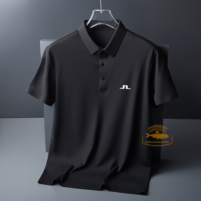 Mens Polos J Lindeberg Golf Shirt for Men Fashion Casual Short Sleeve Summer Ice Silk Breathable Polo T Shirt Sports Golf Tops 230724