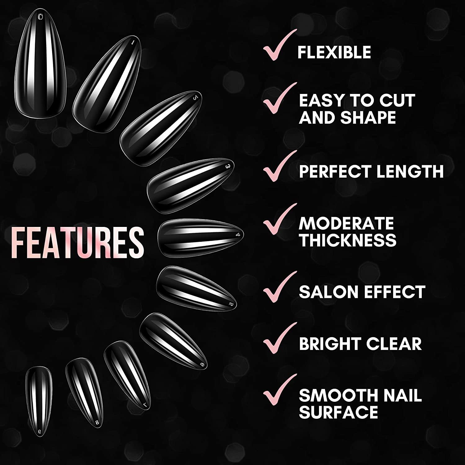 False Nails Makartt almond false nail transparent nail tip thin high-heeled shoes full cover acrylic capsule false nail extension gel tip pressing nai