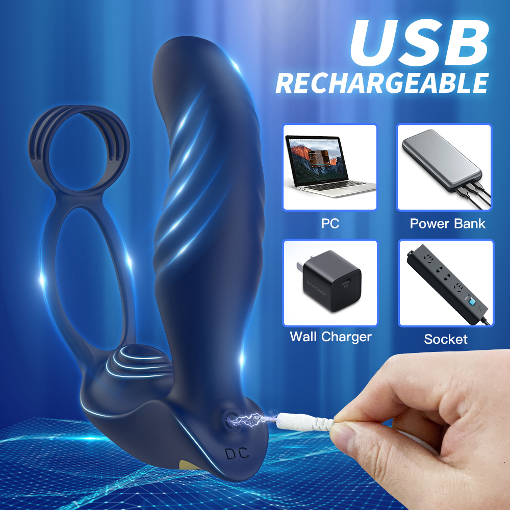 Anal Toys Anal vibrator prostate massager with Cock ring gingival delay implantation remote control anal massager 230724