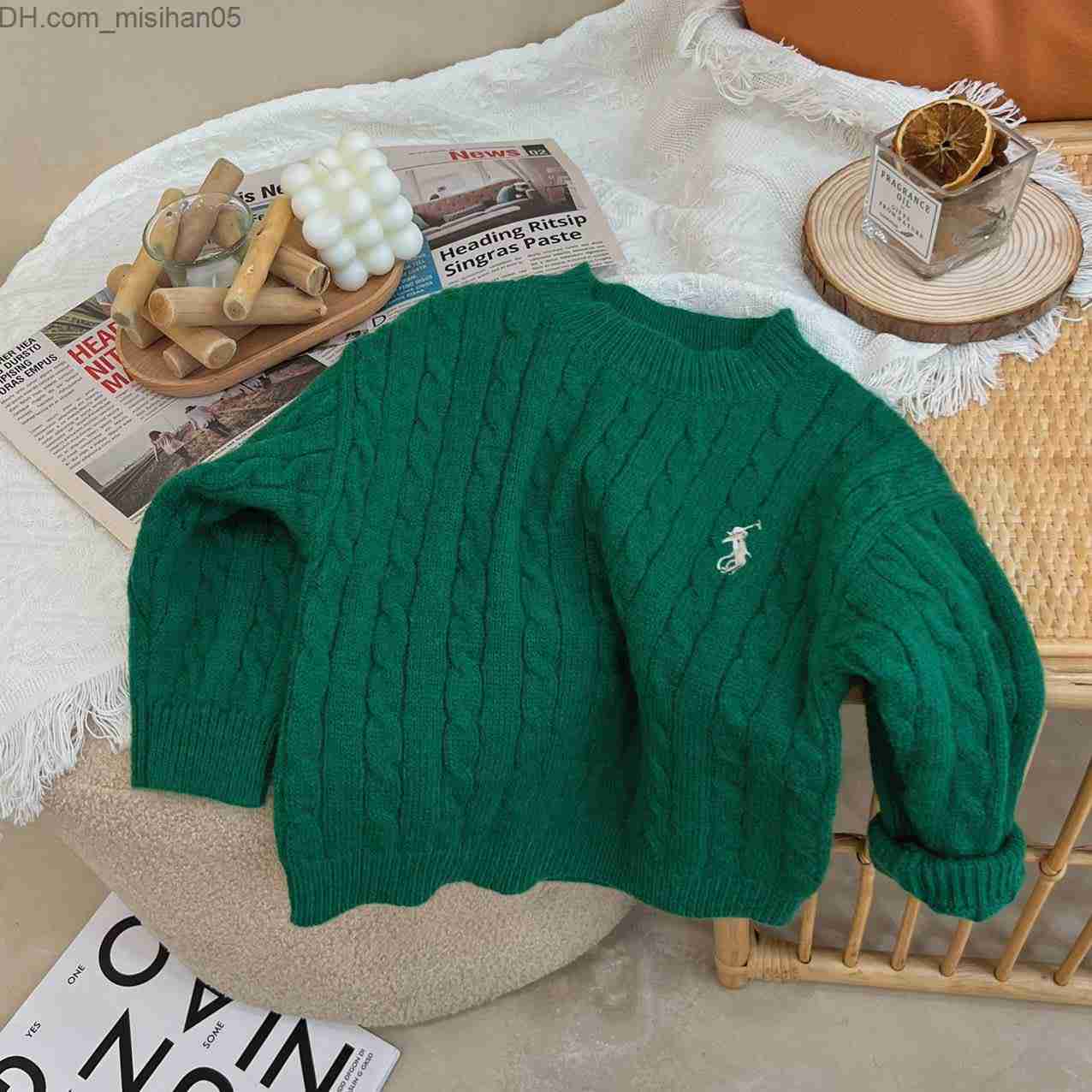 Pullover New Cotton Kids Sweaters Knitted Retro Pullover Sweaters Winter Autumn Boys Girl Cardigan o Neck Children Solid Sweater 2-7T Z230726