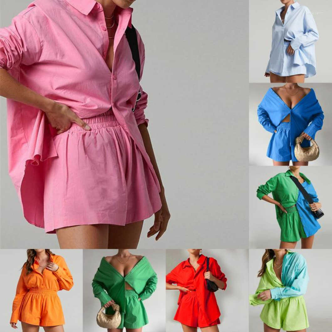 Womens Tracksuits sport suits Women Shirt With Mini Shorts Spring Summer Two Pieces Sets Fashion Clothing Outfits