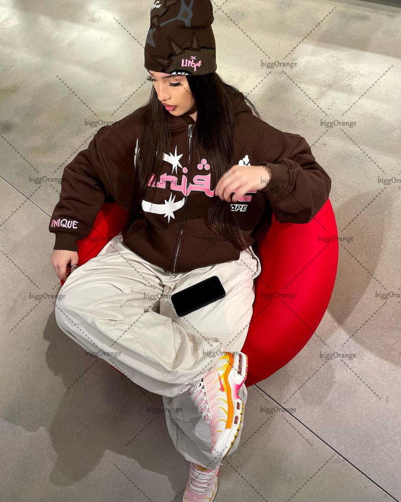 Mens Hoodies Sweatshirts Street Hiphop Trend Clothing American Print Oversized Sweatshirt Men Korean Version Retro Harajuku Couple Loose Zipper Hoodie