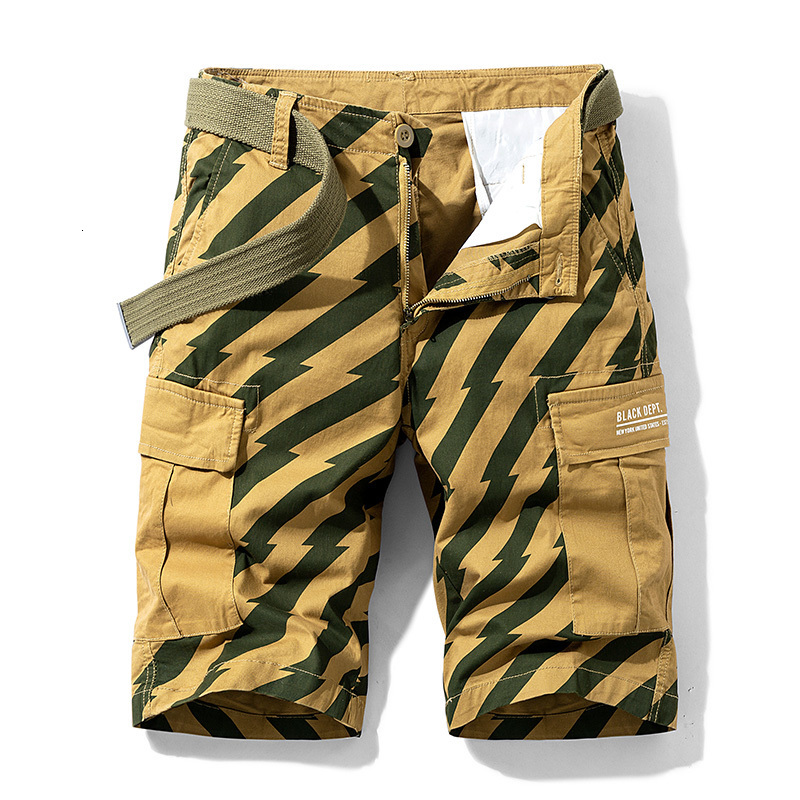 Mens Shorts Pure Cotton Summer Cargo Boys Casual Pocket Streetwear Male Long Bermuda Graphic Striped Z155 230724