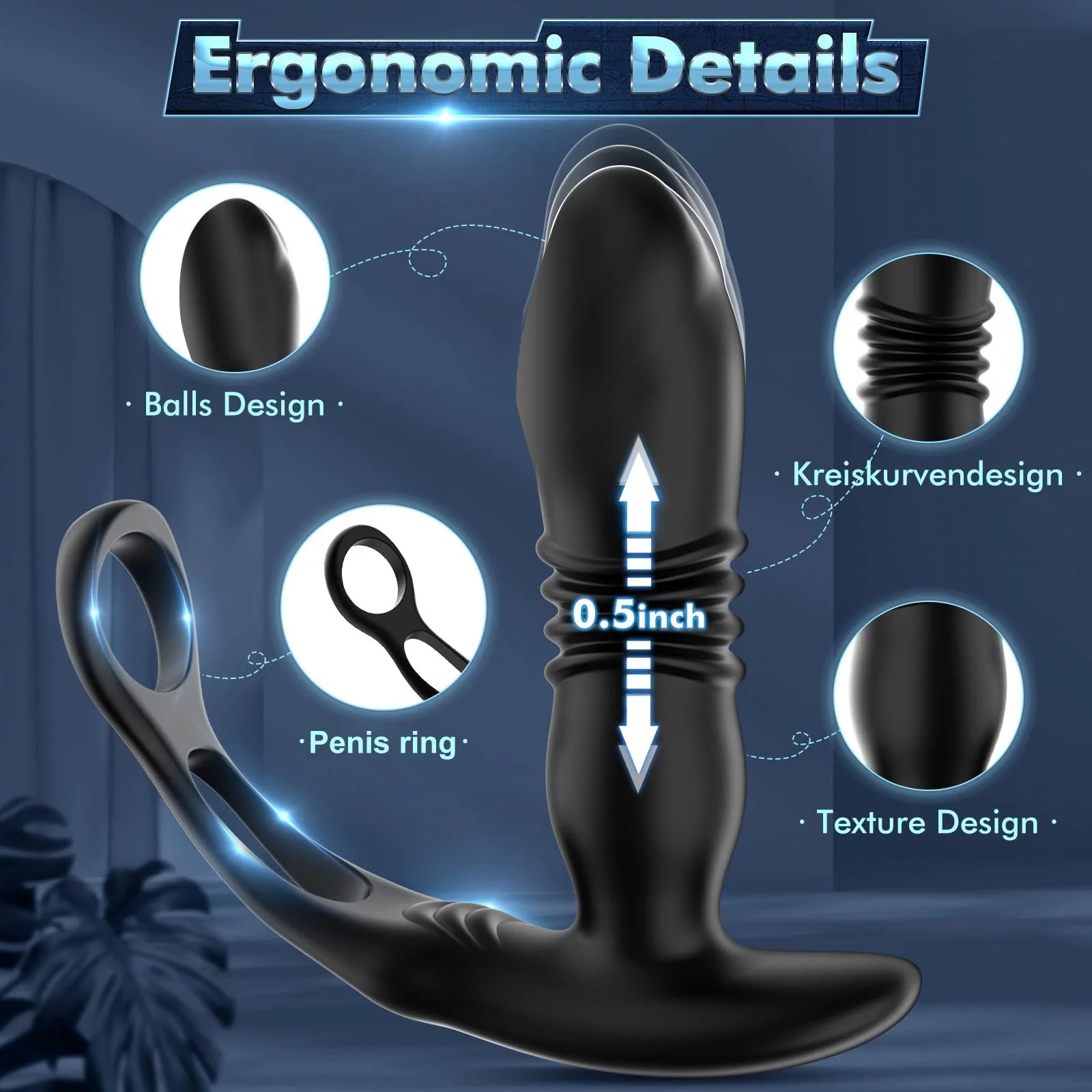 Adult Toys Hannibal Thrusting Vibrating Double Rooster Ring Prostate Massager Anus Vibrator Stimulator Hip Plug Delay Sexy Toy 230724