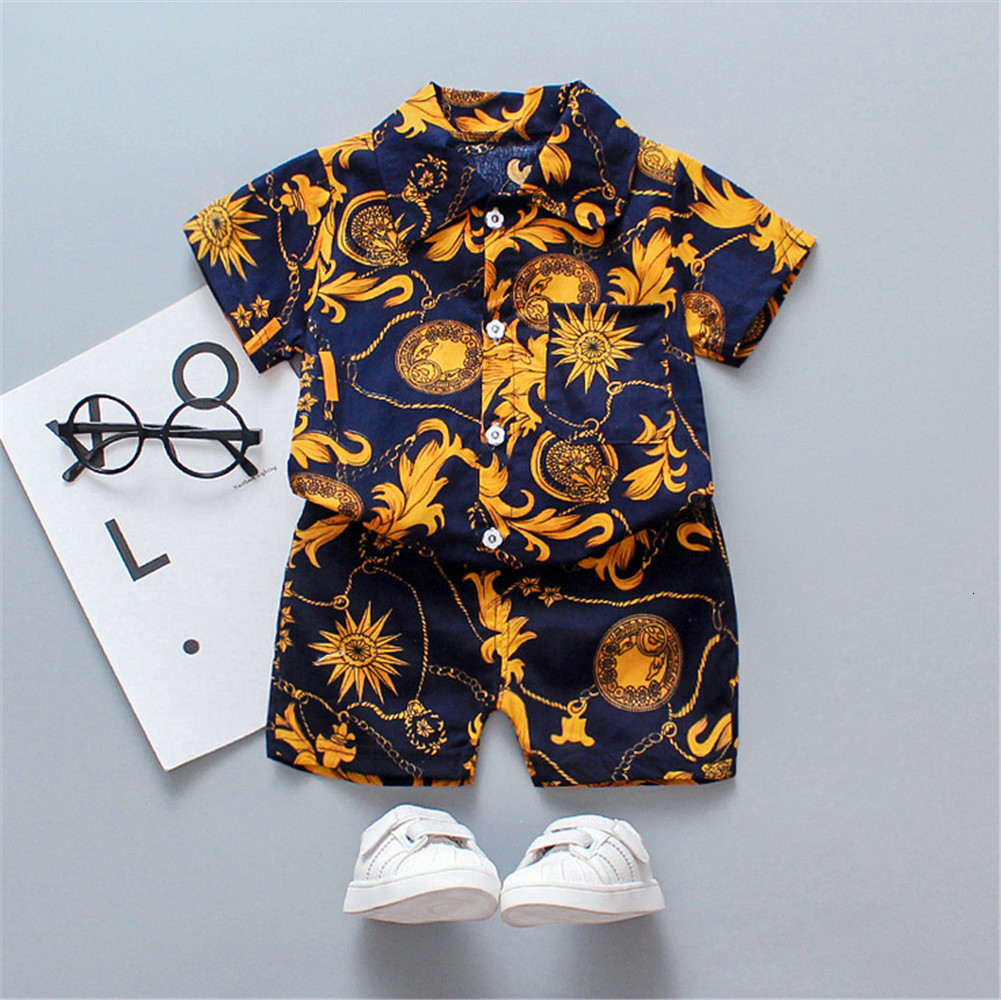 Clothing Sets 0 5Y Kids Baby Boy Clothes Boho Summer Floral Print 2Pcs Short Sleeve Shirt Shorts Child Beach Wear Casual Outfits 230724