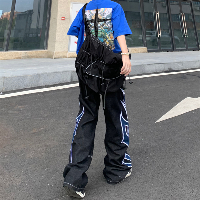 Men's Jeans Dark Streetwear Graphic Print Black Baggy Jeans For Men Pants Straight Hip Hop Gothic Denim Trousers Pantalones Y2K Hombre 230724