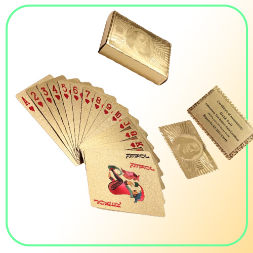 High Quality Special Unusual Gift 24K Carat Gold Foil Plated Poker Playing Card With Wooden Box And Certificate Traditional Editio