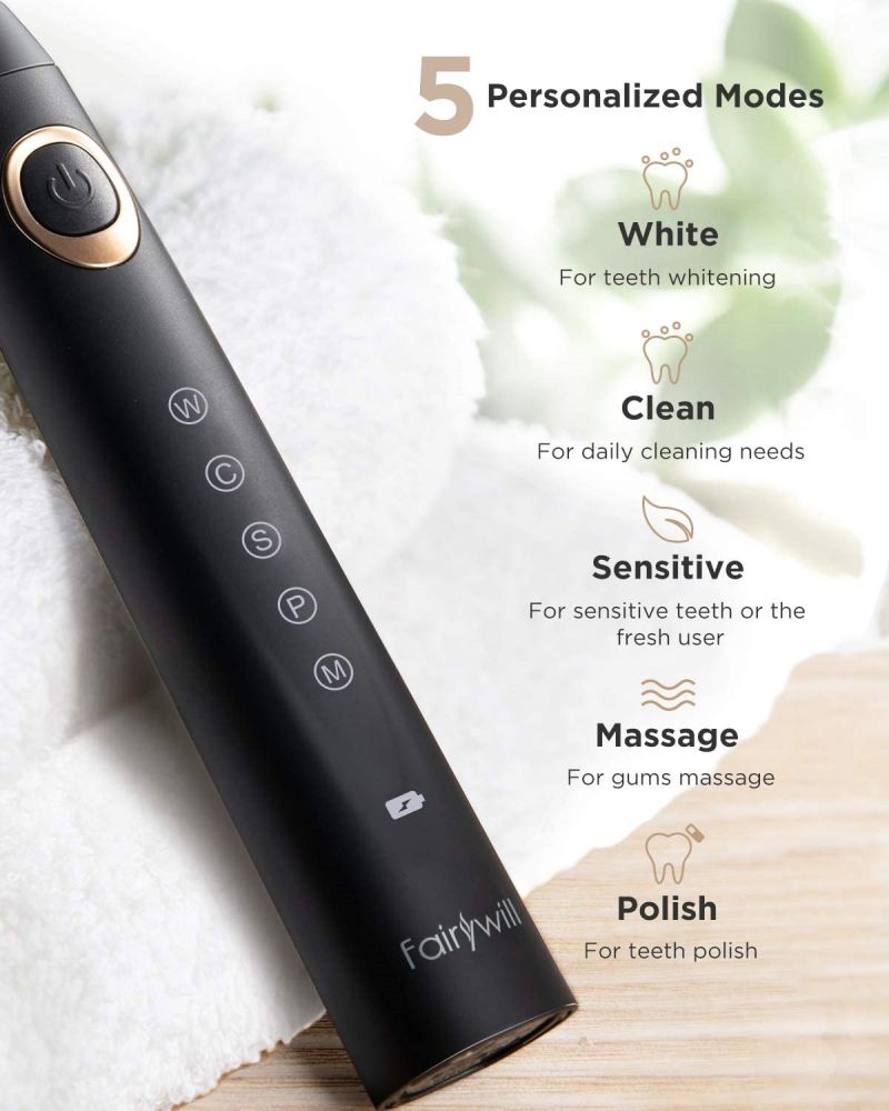 electric toothbrushes for adults kids 5 modes smart timer rechargeable whitening sonic toothbrush with 8 brush heads