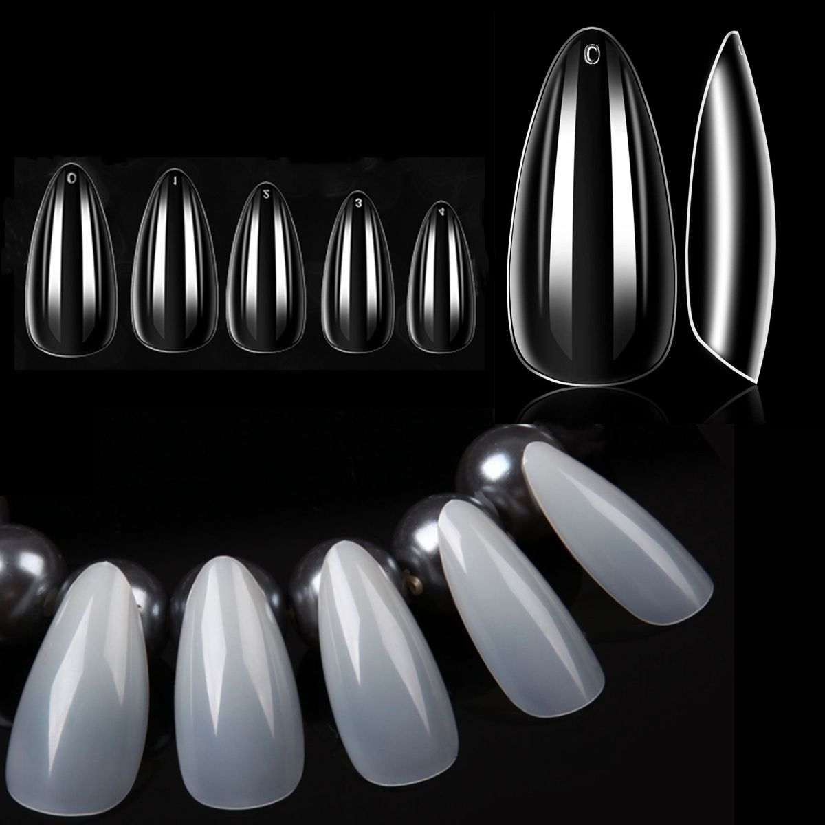 False Nails Makartt almond false nail transparent nail tip thin high-heeled shoes full cover acrylic capsule false nail extension gel tip pressing nai