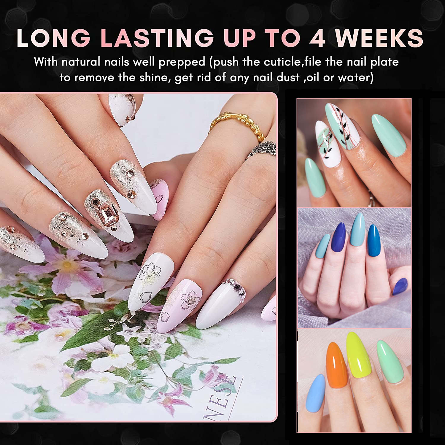 False Nails Makartt almond false nail transparent nail tip thin high-heeled shoes full cover acrylic capsule false nail extension gel tip pressing nai