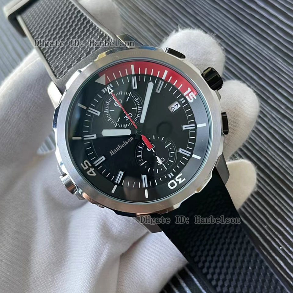 Mens Watches Vk Quartz movement Red black two tone dial Sport Rubber strap 45mm Wristwatches Watches