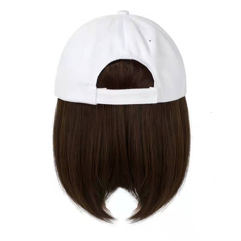 Wig Caps Wig Hat Short Hair Fashion Short Hair Clavicle Hair Internet Celebrity Baseball Cap Short Wig Black And White Hat 230724