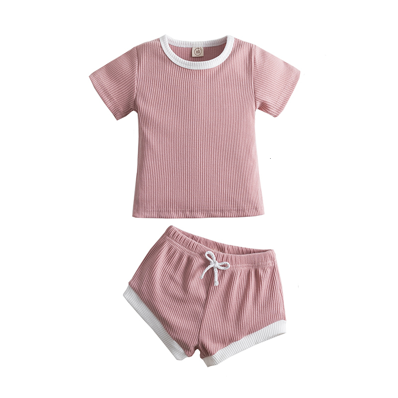 Clothing Sets born Baby Girls Boys Clothes Cotton Casual Short Sleeve Tops T shirt Shorts Ribbed Knitt Tracksuits Toddler Infant Outfit Set 230724