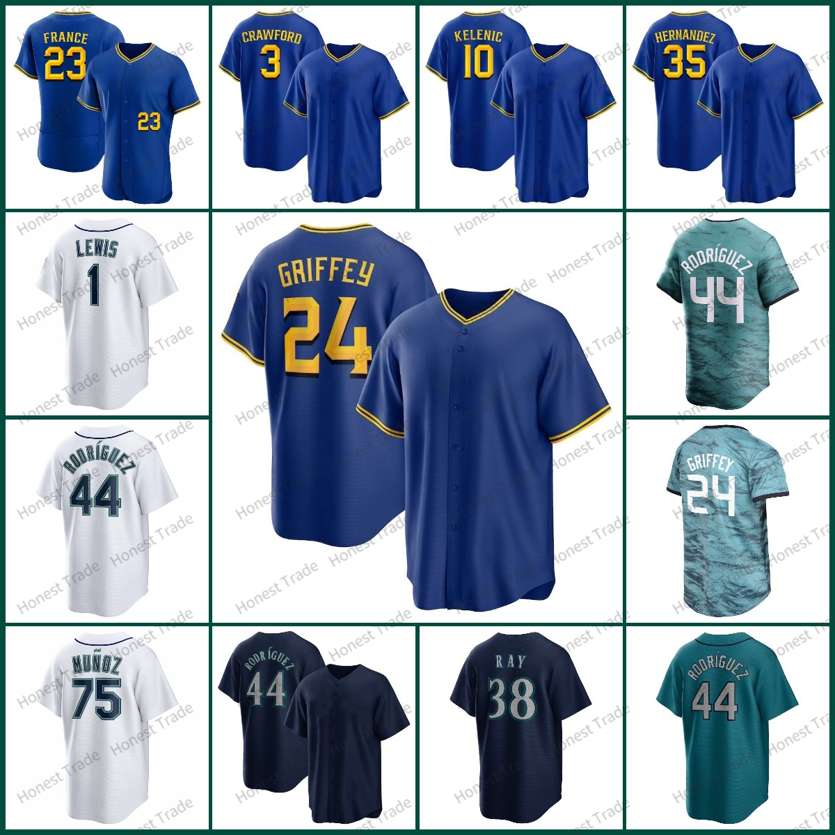 24 Ken Griffey Jr. Baseball Jerseys 3 J.P. Crawford Cal Raleigh Ichiro Suzuk Julio Rodriguez Jarred Kelenic Winker Royal 2023 City Connect Jersey All Star Men Kids Women