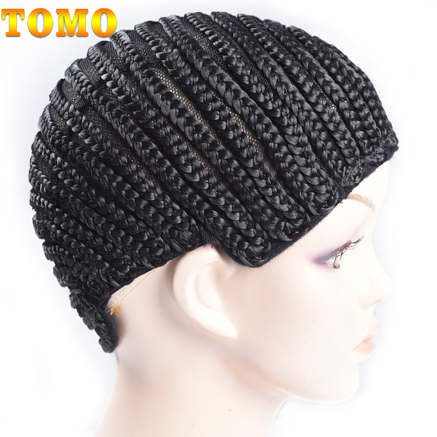 Wig Caps TOMO 1pcs Black Super Elastic Cornrow Cap For Weave Crochet Braid Wig Caps For Making Wigs Top Selling Weaving Braid Cap Wig Net 230724
