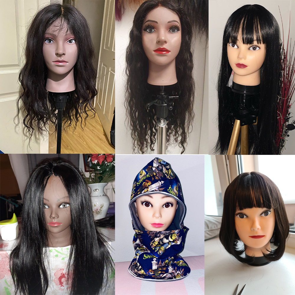 Wig Stand Female Bald Mannequin Head With Stand Holder Cosmetology Practice African Training Manikin Head For Hair Styling Wigs Making 230724