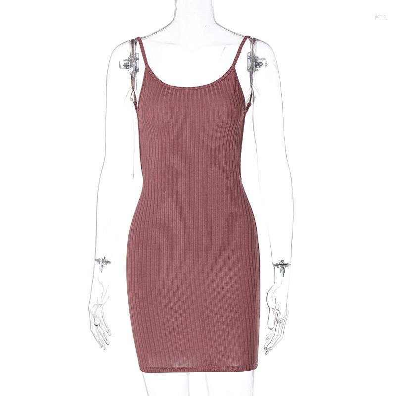 Casual Dresses Summer Bodycon Party Women Clothes Sexy Mini Dress Solid Color Halter Straps Club Backless Sleeveless